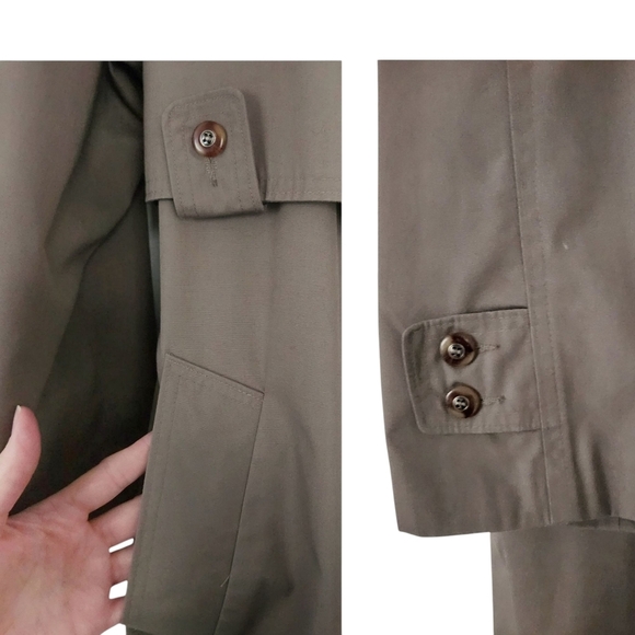 Vintage 1990s Light Brown Trench Coat – Women’s 16 Wool-Lined Classic Academia - Picture 5 of 12